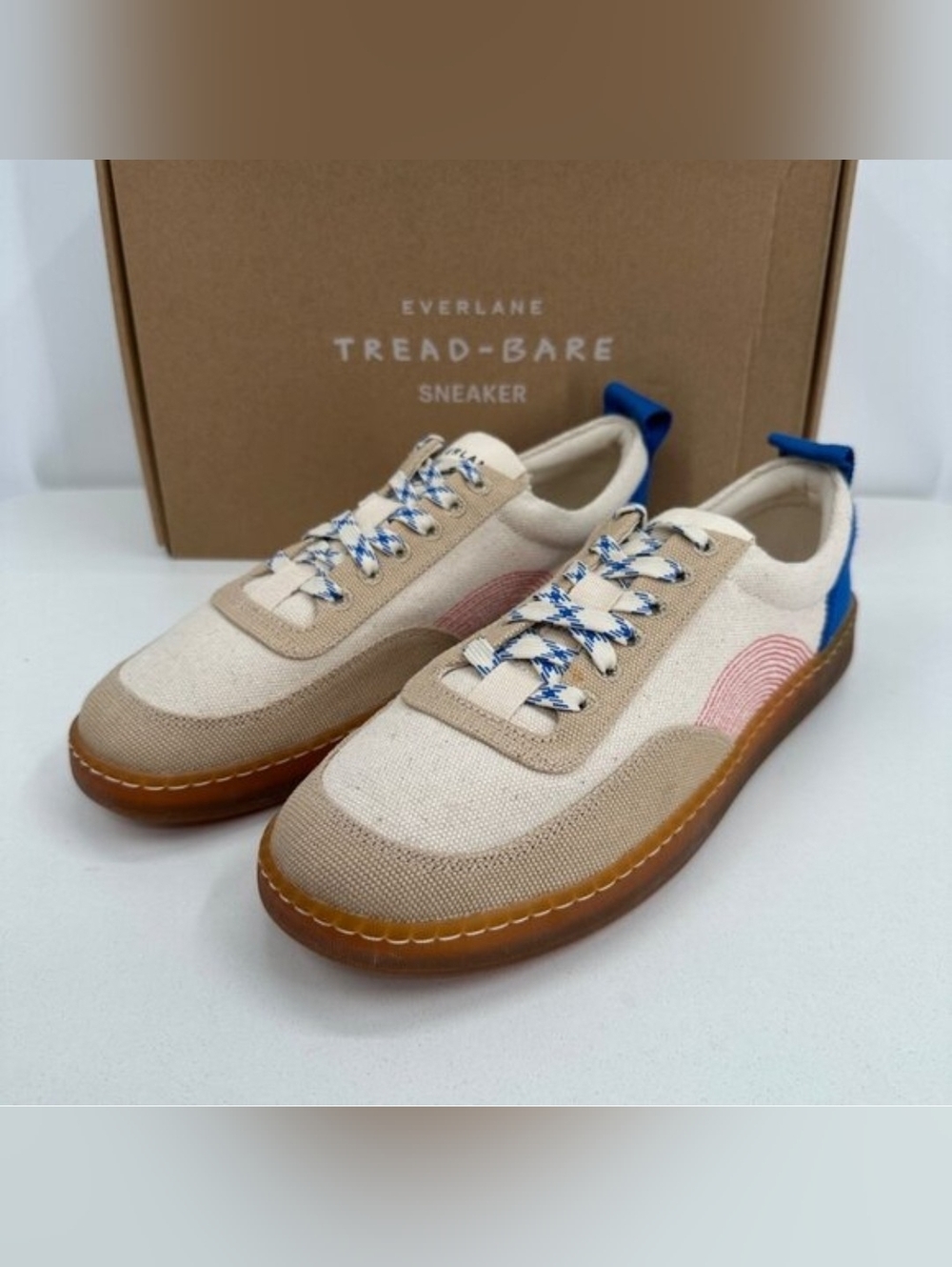 Everlane Tread Bare Sneaker sz 9 Women's in Canvas/Red/Blue Lace-up Shoes 7 Mens
